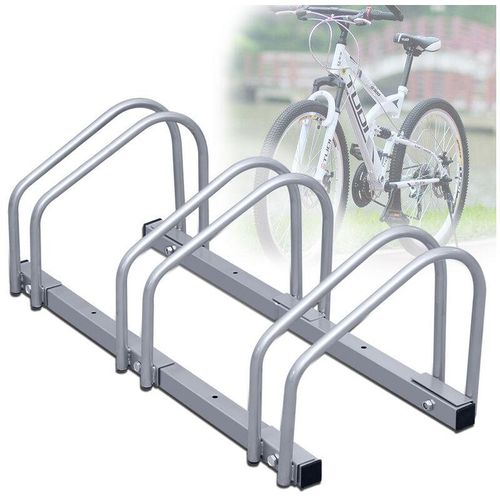 Fahrradständer für 3 Räder 70.5x32x26cm verzinkt und für Wandmontage geeignet – Silber – Vingo