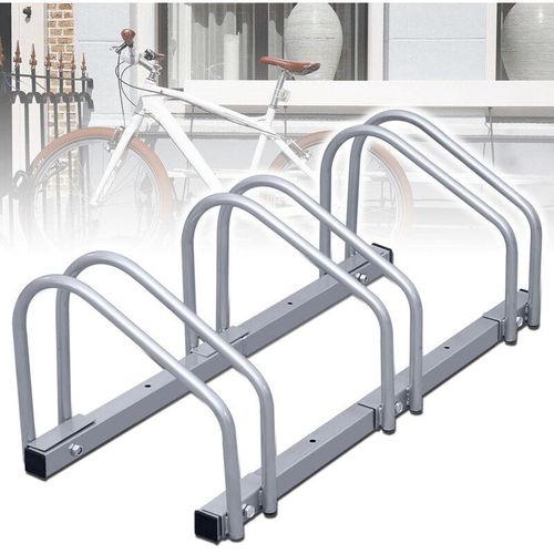 Swanew – Fahrradständer für 3 Räder 70.5x32x26cm verzinkt und für Wandmontage geeignet – Silber