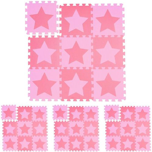 36 tlg. Puzzlematte Sterne, 72 Puzzleteile, EVA Schaumstoff, schadstofffrei, Spielunterlage 3,2 m², rosa-pink
