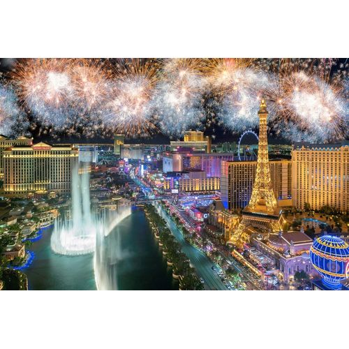 Papermoon Fototapete »Las vegas mit Feuerwerk«