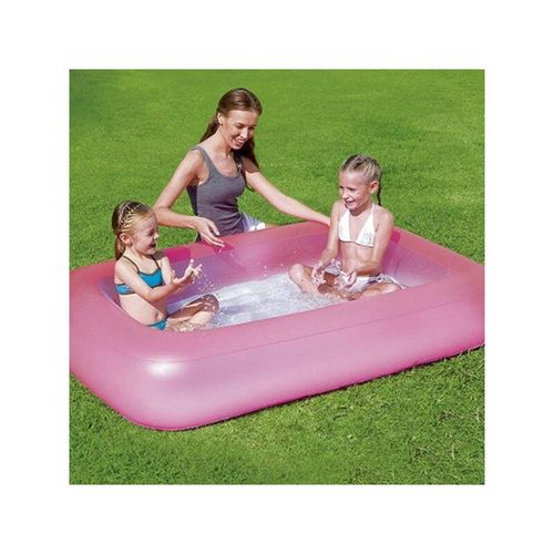 Rechteckiger aufblasbarer pool 165 x 104 x 25 cm mit aufblasbarem Boden für Kinder Pink – Pink