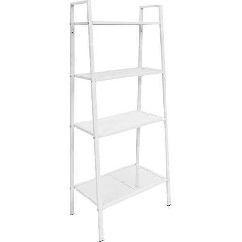 Leiter-Bücherregal 4 Ebenen Küchenregal Regal für Wohnzimmer Büro und Flur Metall Weiß DE96742 – Weiß