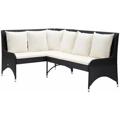 Garten-Ecksofa 2-tlg. Gartensofa Loungesofa Couch Modern Poly Rattan Schwarz DE42188 – Schwarz