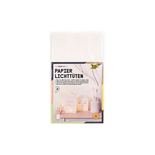 folia Papiertüten für Tischlichter ohne Motiv weiß 5 St.