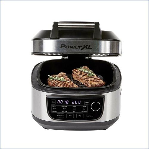 Mediashop - PowerXL Multicooker - 12-in-1 Kocher mit Air Fryer Funktion - Indoor Grill - zum Braten, Kochen, Frittieren und als Elektrogrill - inkl.