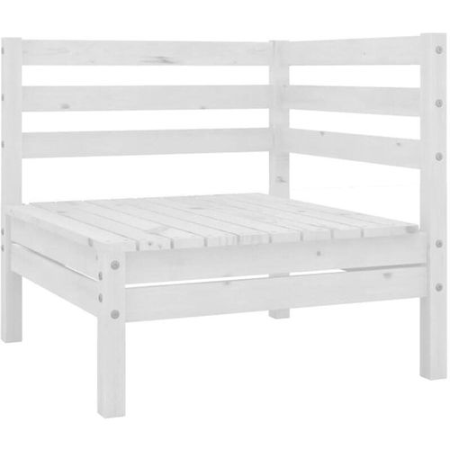 Garten-Ecksofa Gartensofa Loungesofa Couch Modern Weiß Kiefer Massivholz DE83894 – Weiß