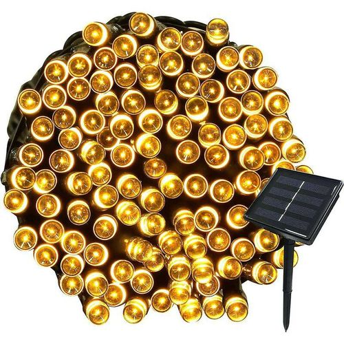 22 m Solar-Lichterkette, 200 LEDs, 8 Lichterketten, ideal für Party, Hochzeit, Geburtstag und Garten im Freien (warmweiß, 1 Stück)