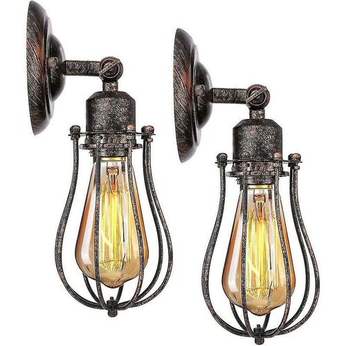 Set aus industriellen Wandlampen, E27-Lampenschirm, Käfiglampe, Anhänger, Deckenleuchte, Vintage-Dekoration, Innen- und Retro-Wandleuchte für