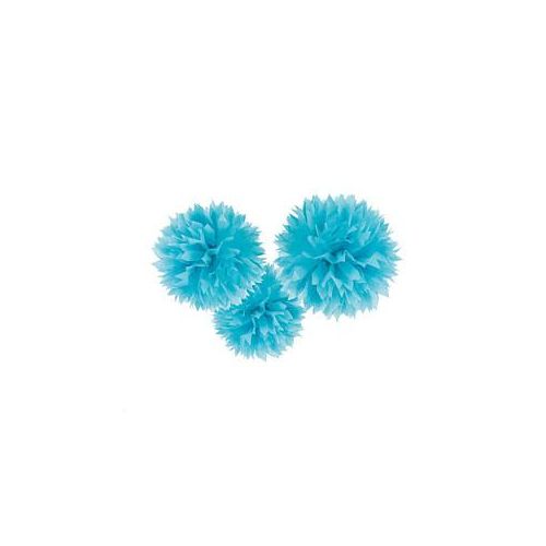 amscan® Pompons blau Fluffy 3 St.