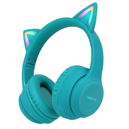 iMoshion Kids LED Light Cat Ear Bluetooth-Kopfhörer – Kinderkopfhörer – Hellblau
