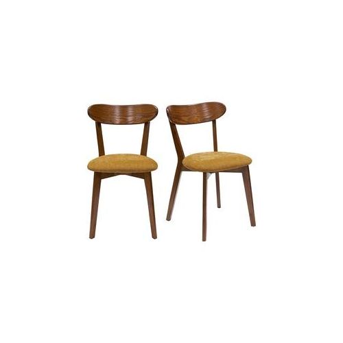 Stühle im Eichen-Vintage und senfgelbe Sitzfläche mit Samteffekt (2er-Set) DOVE