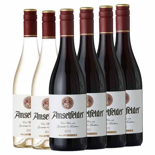 Amselfelder 2 x 0,75l Weißwein halbtrocken + 4 x 0,75l Rotwein halbtrocken - 6er Karton