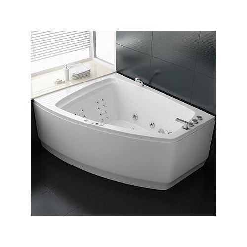 Whirlpool 180x140 cm Reinigungsprogramm & Lichttherapie modernes Design Wasserfall 12 Hydrojets Blue