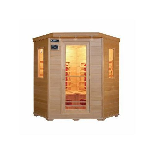 PureHaven Infrarotkabine 150x150x60x120x60 cm aus kanadischem Hemlock-Holz Bluetooth-Soundsystem Lic