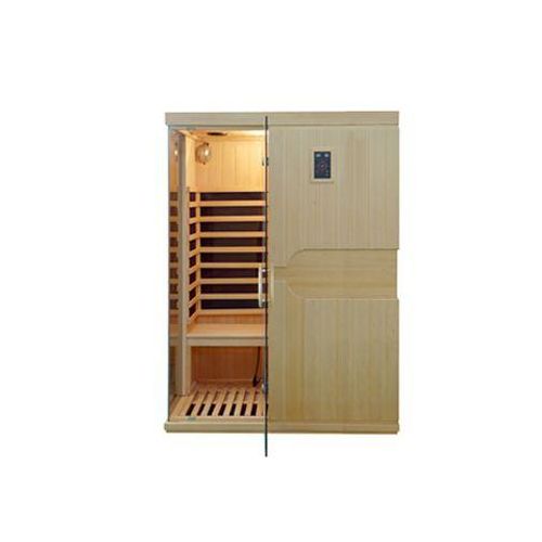 PureHaven Infrarotkabine 150x110x195 cm aus kanadischem Hemlock-Holz Bluetooth-Soundsystem Timer Lic