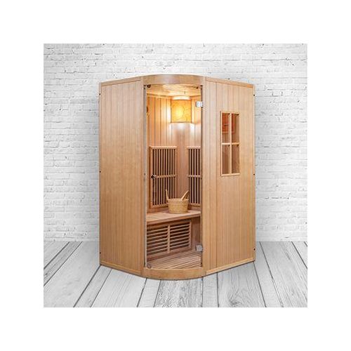 PureHaven Infrarotsauna 125x110x190 cm für 2 Personen kombiniert mit Saunaofen aus kanadischem Hemlo