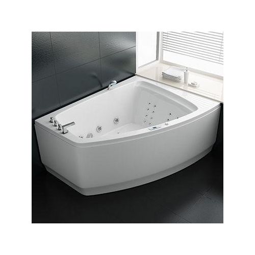 Whirlpool 180x140 cm Reinigungsprogramm & Lichttherapie modernes Design Wasserfall 12 Hydrojets Blue