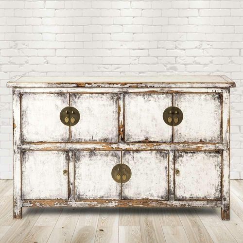 PureHaven Kommode 170x43x104 cm im Vintage Style aus Vollholz handgefertigt stilvolles Design Kiefer