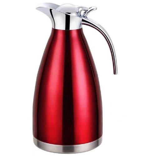 Cheffinger – Thermoskanne 2L Isolierkanne Teekanne Thermosflasche Kaffeekanne Silber