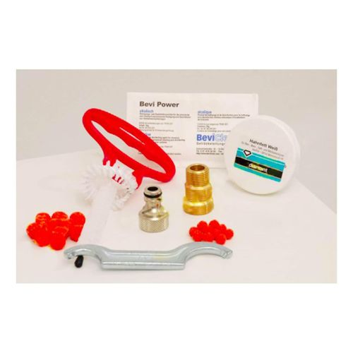 Reinigungsset für Zapfanlage und Keg - Klein, mit 30mm Reinigungsadapter, Bürsten & Reinigungspulver