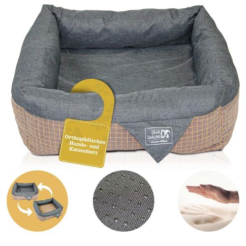 DD-06 Luxus Hundebett Katzenbett Braun Anthrazit Gr. S 40x40cm Memoryschaum Matratze