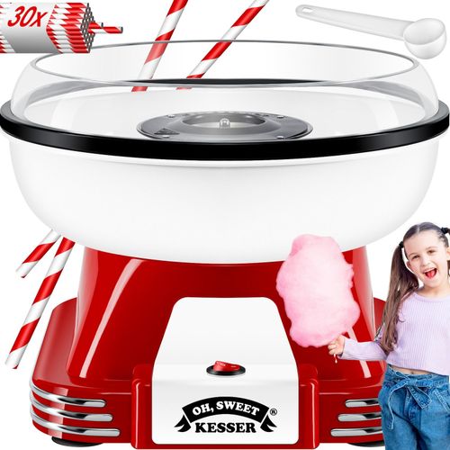 KESSER® Zuckerwattemaschine Set für dein zuhause - Mit 30x Zuckerwatte Stäbchen & Messlöffel - Retro Cotton Candy Maschine - Zuckerwatte Maschine Mit Zubehör - Höhe 22 cm - 500 W