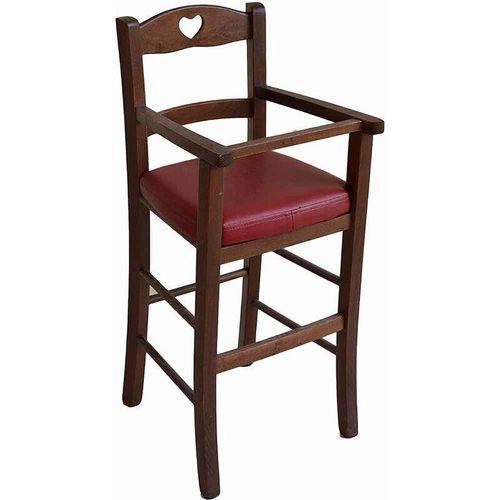 Okaffarefatto - Nussbaum-Lederstuhl mit roter Kunstleder-Sitzflche