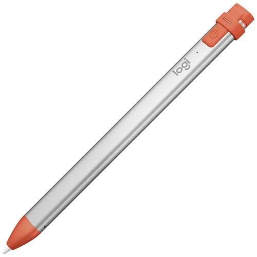 Logitech Crayon Touchpen wiederaufladbar, austauschbare Kohlefaserspitze, mit präziser Schreibspitze, Bluetooth, Palm-Blocking-Technologie Orange, Silber