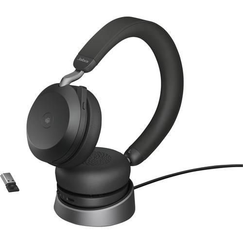 Jabra Evolve2 75 Telefon Over Ear Headset kabelgebunden Schwarz Batterieladeanzeige, Mikrofon-Stummschaltung