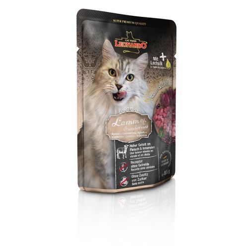 Leonardo Lamm + Cranberries Frischebeutel 16x85g Katzenfutter nass
