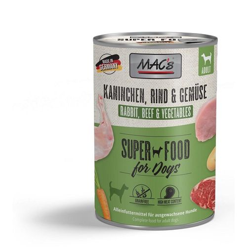 MACs Dog Kaninchen, Rind & Gemüse 6x 400g Dose Hundefutter MAC's