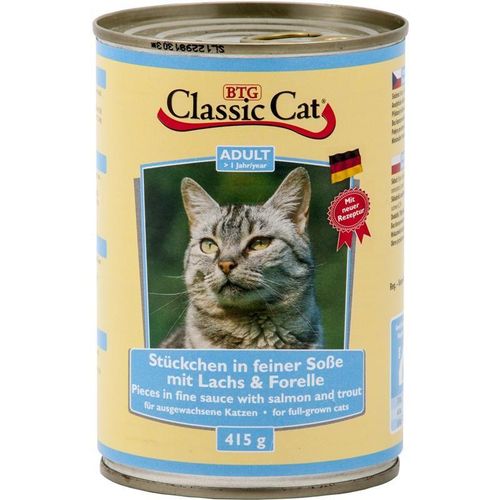 Classic Cat Dose Stückchen mit Lachs & Forelle 24 x 415g Katzenfutter