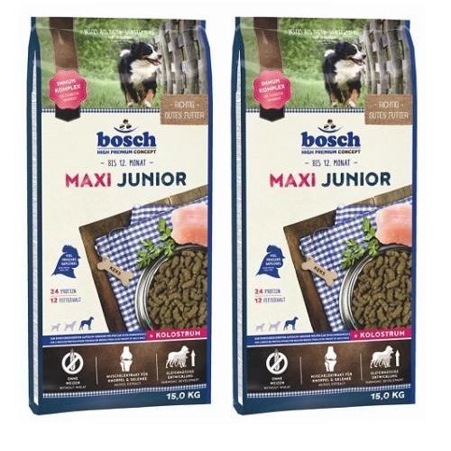 2 x 15 kg Bosch Maxi Junior Hundefutter für Welpen großer Rassen