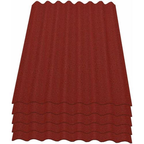 Easyline Dachplatte Wandplatte Bitumenwellplatten Wellplatte 5×0,76m² – rot – Onduline
