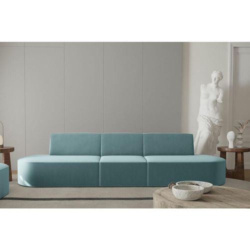 Sofa Designersofa 3-Sitzer milot in Stoff Opera Velvet Aquablau