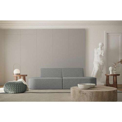 Sofa Designersofa 2-Sitzer milot in Stoff Ascot Bukla Grau