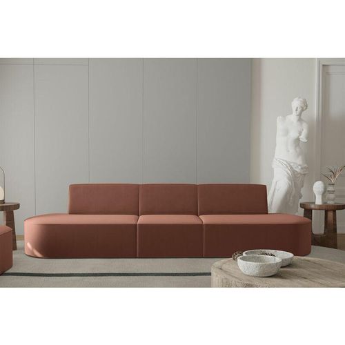 Sofa Designersofa 3-Sitzer milot in Stoff Opera Velvet Rotbraun