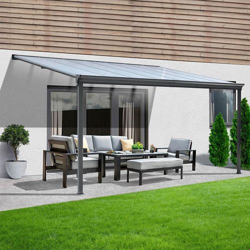 Terrassenüberdachung solis Farbe: Grau, Größe: 312 x 303 x 226 / 278 cm Terrassendach Pergola Überdachung Terrassenüberdachung - Home Deluxe