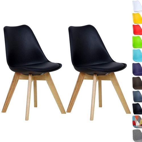 WOLTU 2 x Esszimmerstühle 2er Set Esszimmerstuhl Design Stuhl Küchenstuhl Holz, Schwarz – schwarz