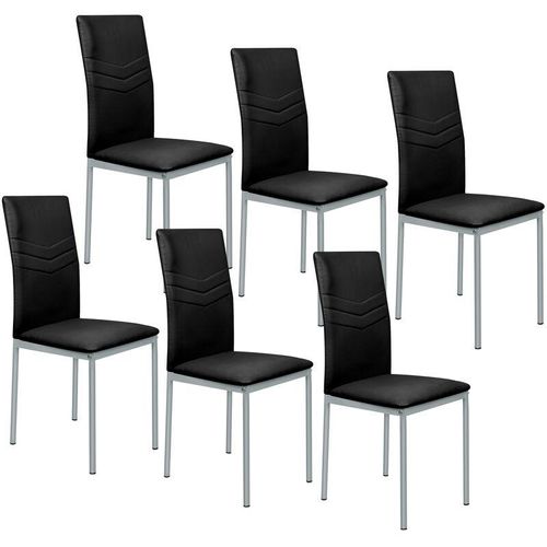 6 Esszimmerstuhl mit Pfeilmuster,Hochlehner,Essstuhl Stuhlgruppe,Küchenstuhl,Essstuhl Küchenstuhl Metallbeine, für Esszimmer Küche, schwarz