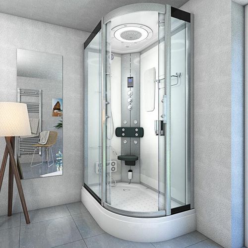 Dusche Duschkabine D60-70T3R-EC Duschtempel Sauna 80×120 cm – Weiß