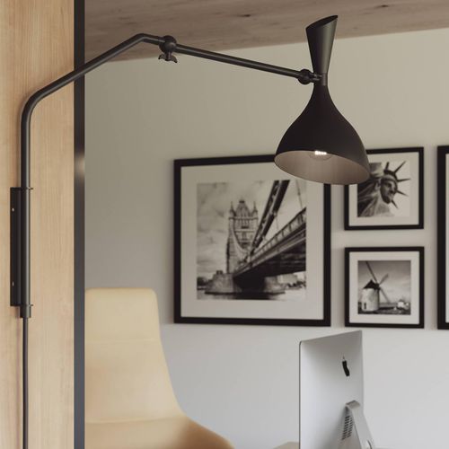 Eco-Light Wandleuchte Morgan aus Metall mit Stecker, schwarz