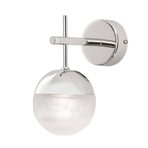 ORION LED-Wandleuchte Ball, einflammig, nickel, abwärts