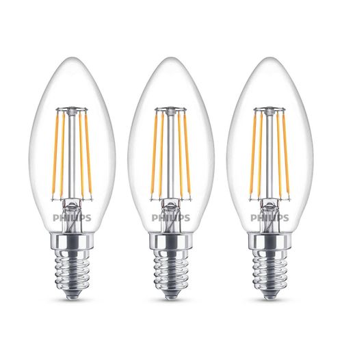 Philips LED-Kerzenlampe E14 B35 4,3W klar 3er-Pack