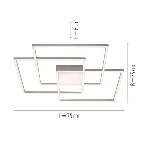 Leuchten Direkt LED-Deckenlampe Asmin, CCT, drei Quadrate