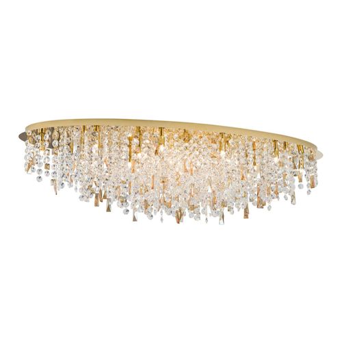 ORION Deckenlampe Crystalriver mit Kristallbehang gold