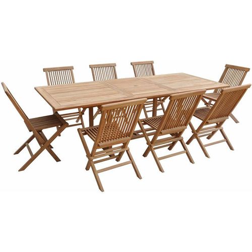 Teakholz-Gartenmöbel lombok – rechteckiger ausziehbarer Tisch – 8 Plätze – Braun