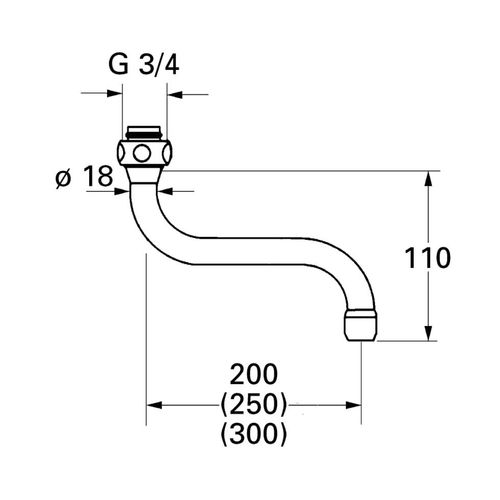 Grohe S-Auslauf chrom 13084000 Küchen-Wandbatterien 1/2" Bogenauslauf 200 mm 13084000