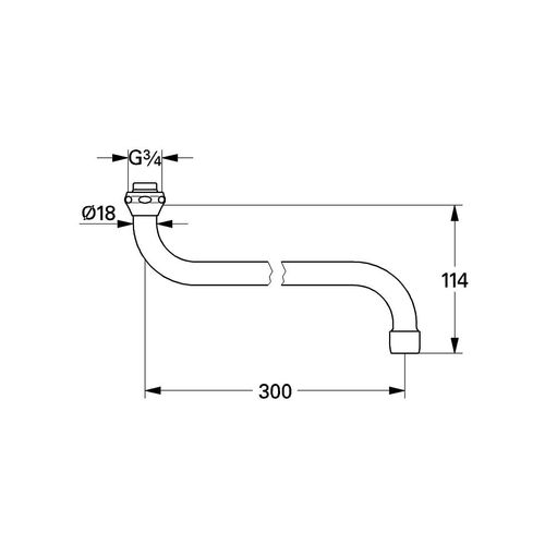 Grohe S-Auslauf chrom 13017000 Küchen-Wandbatterien Bogenauslauf Ausladung 301mm 13017000