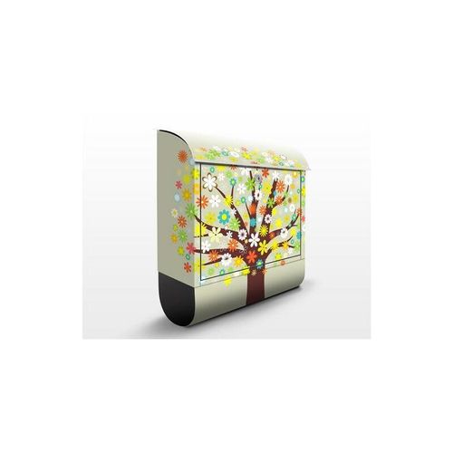 Micasia – Wandbriefkasten – Blumenbaum – Briefkasten Bunt Größe: 46cm x 39cm
